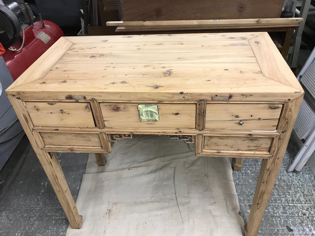 Hand-made Chinese desk restoration - Desk stripped back to bare wood